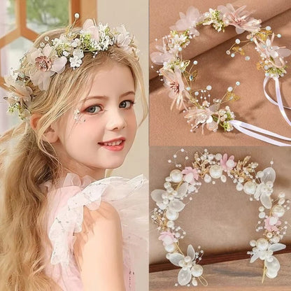 Imitated Pearl Kids Flower Crown Head Hoop  Girls Adult Hair accessories