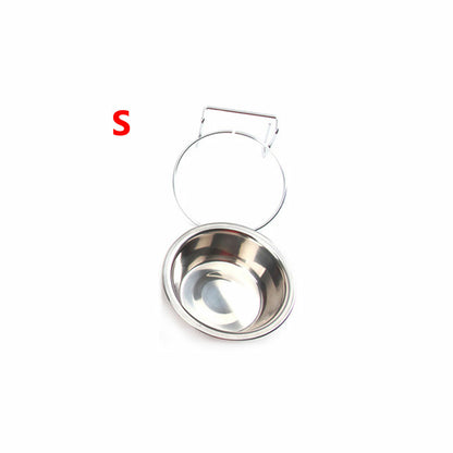 Pet Bowl Dog Food Cage Crate Water S/M/L Hang-on Stainless Steel Metal Cat