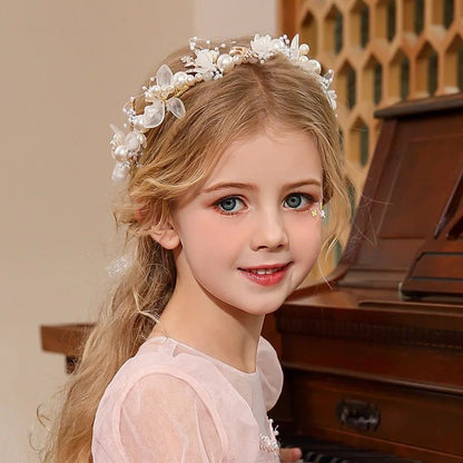 Imitated Pearl Kids Flower Crown Head Hoop  Girls Adult Hair accessories