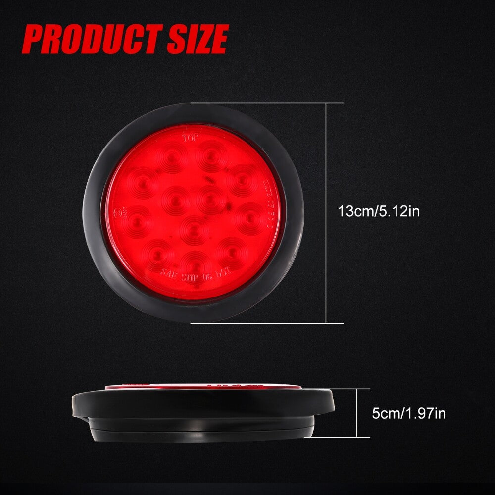 2Pcs Round LED Tail Lights Reverse Blinker Stop Brake Lamp Trailer Truck Lights