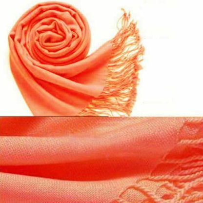 Women Solid Color Cashmere Scarves With Tassel Pashmina Shawl Long Winter Scarf