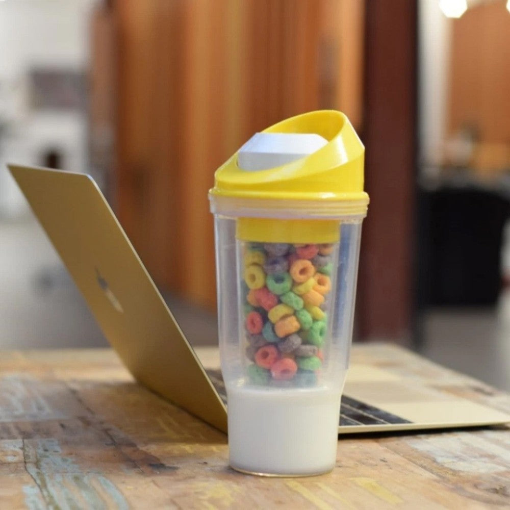 1/2PC Crunch Cup On-the-Go Cereal Tumbler Portable Plastic Cereal Cup Leak-Proof