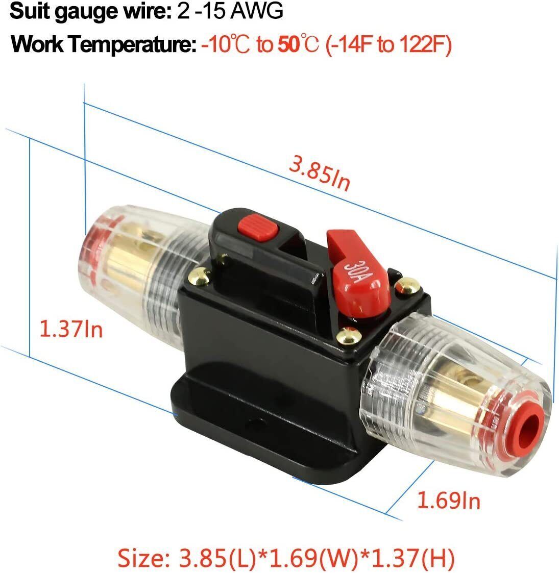 Circuit Breaker 12V 24V Dual Battery IP67 Waterproof Fuse Manual Reset 20 - 100A