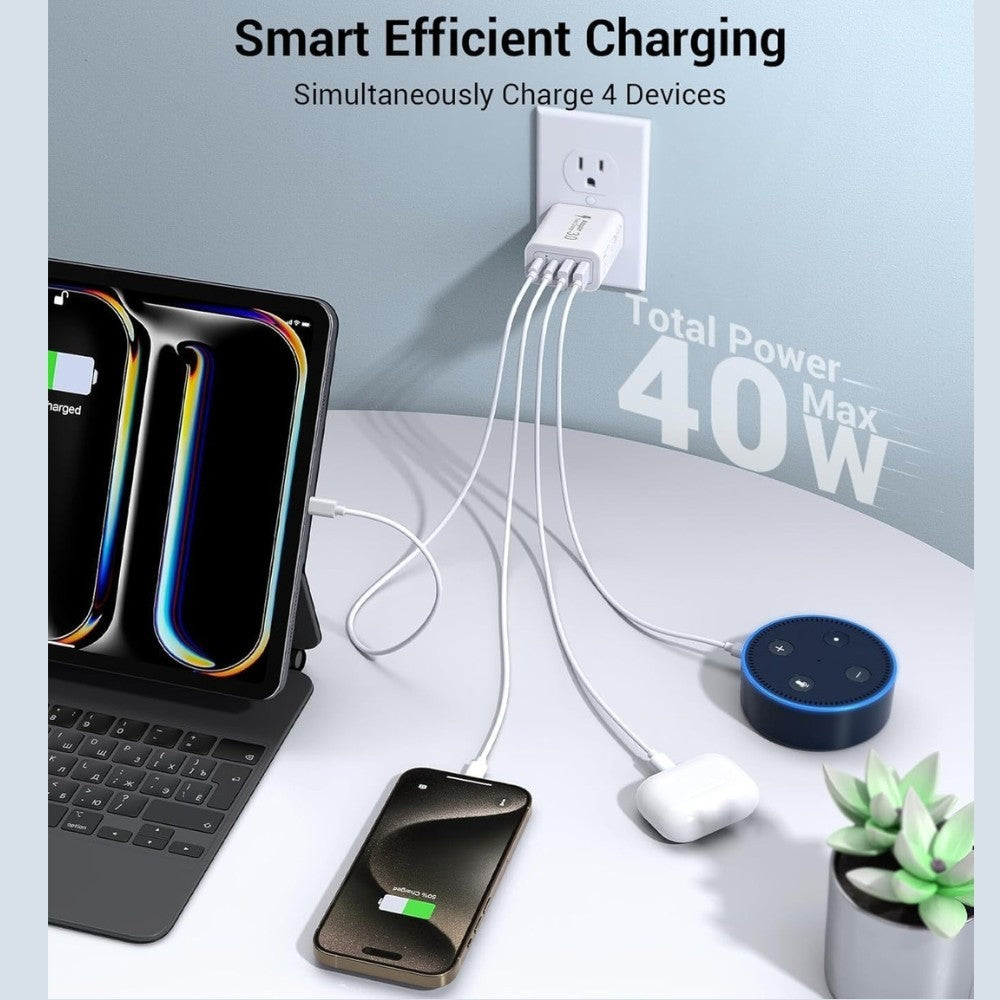 55W 4 Port USB-C PD Fast Charging Wall USB C Charger Power Adapter Type-C Brick