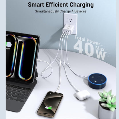 55W 4 Port USB-C PD Fast Charging Wall USB C Charger Power Adapter Type-C Brick