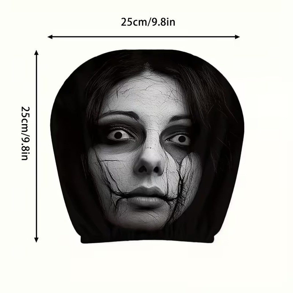 2pcs Halloween Scary Face Car Seat Headrest Cover Horror Head Rest Protector AU – Compatible with Seat