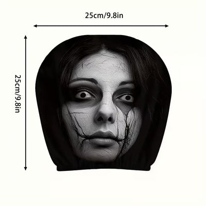 2pcs Halloween Scary Face Car Seat Headrest Cover Horror Head Rest Protector AU – Compatible with Seat