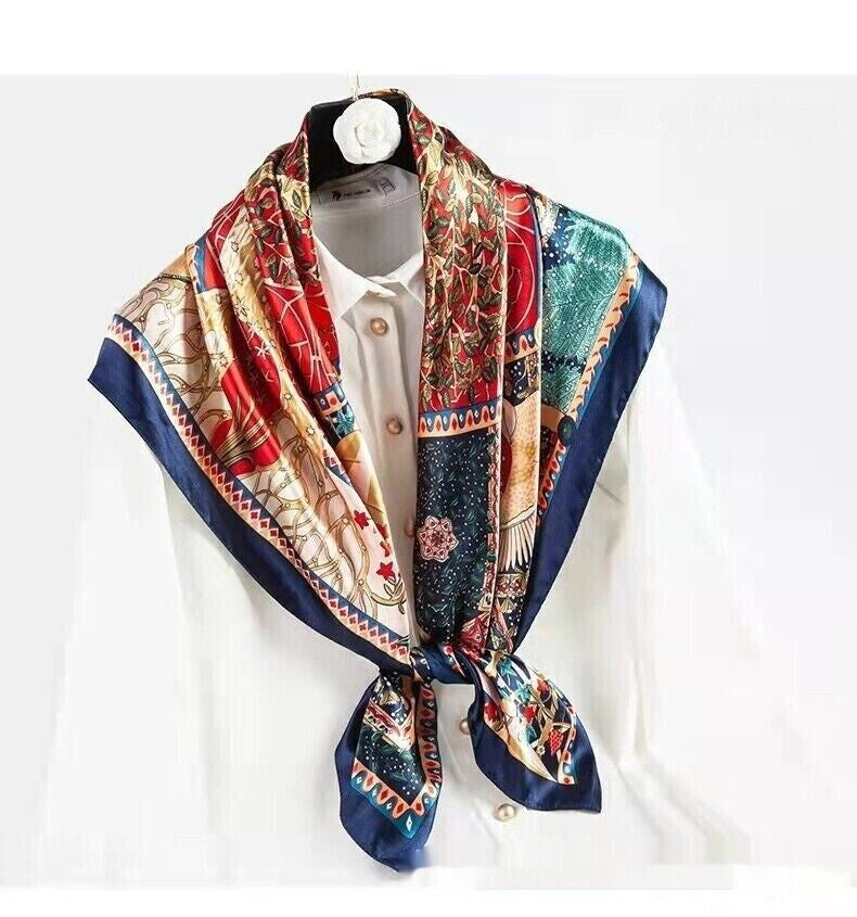 Women Lady Quality Large Classic Elegant Square Silk Scarf Wrap Shawl-90*90cm