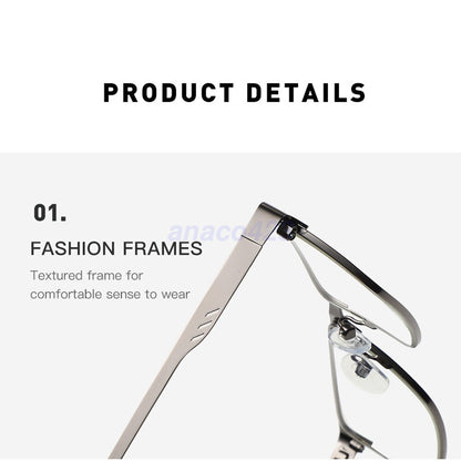 2PACK Men Square Metal Frame Spring Hinge Reading Glasses Eyeglasses +1.0 ~ 6.0