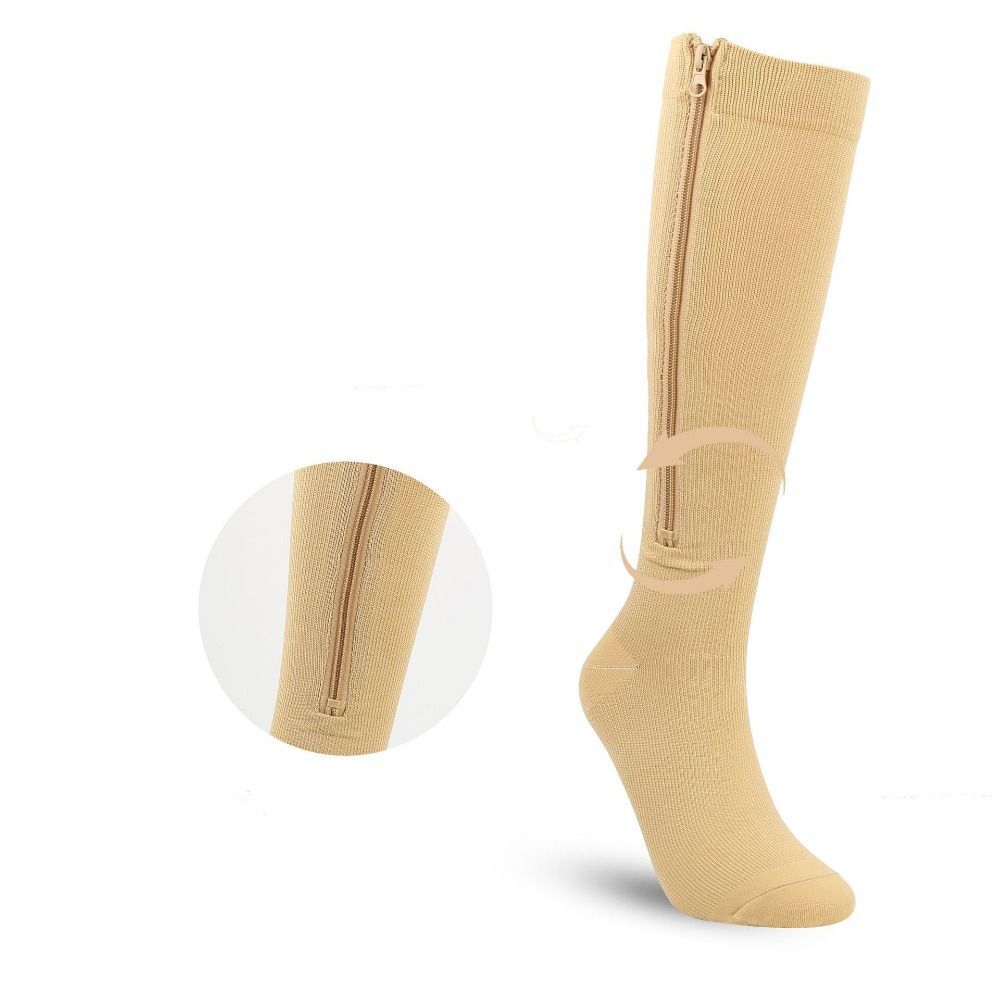 Zip Sox Compression Socks Zipper Leg Support Knee Closed Toe Shaper Stockings AU