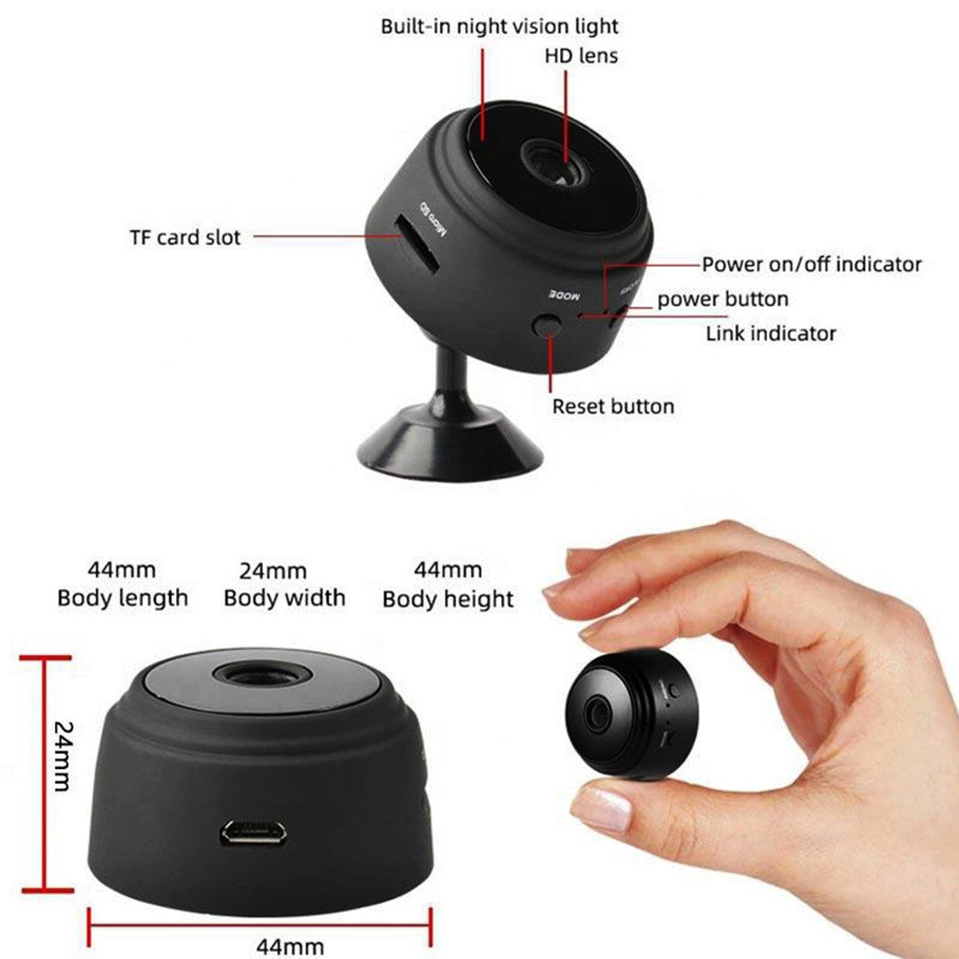 Mini WiFi Security Camera 1080P Wide Angle IR Night Vision Motion Detect SD AU