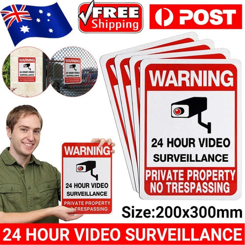 2PCS 24 Hour Video Surveillance Private Property No Trespassing Security Signs