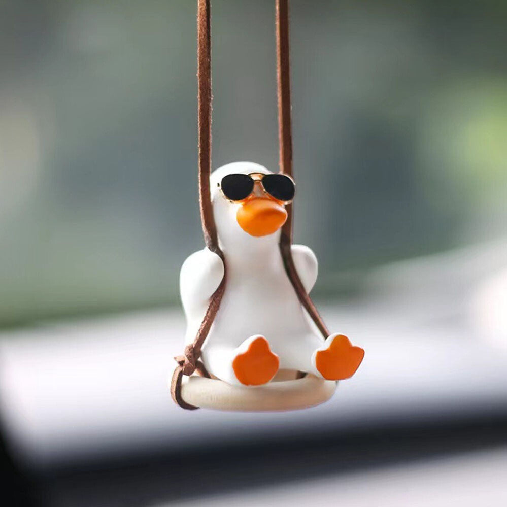 Cute Swing Duck Car Pendant Car Mirror Swinging Duck Car Hanging Ornament AU