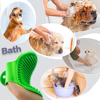 Pet Dog Puppy Bath Brush Flexible Mitt Comb Grooming Brush with Adjustable Strap