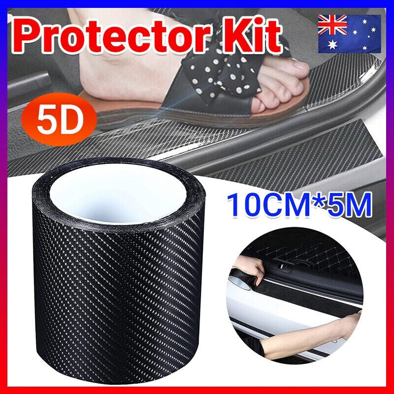 10CM*5M Carbon Fiber Car Sticker Door Sill Scuff Anti-Scratch Tape Protector Ki