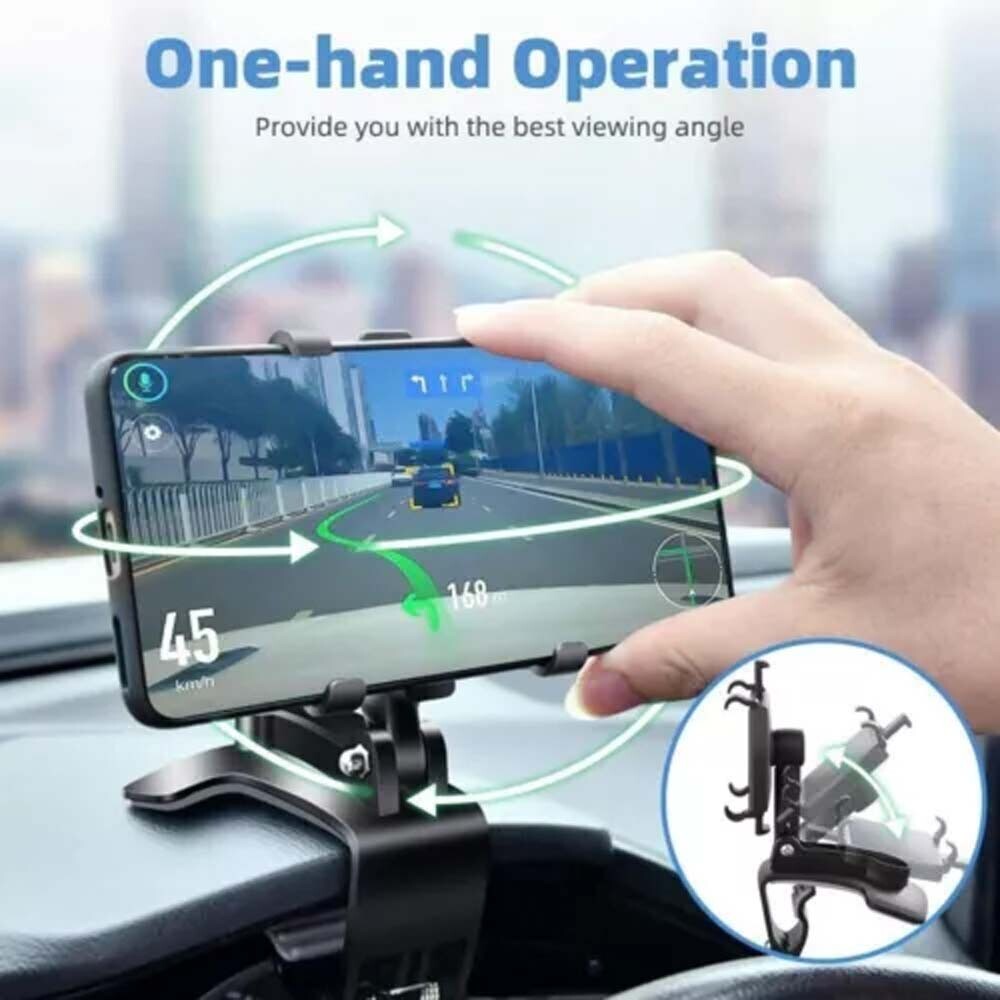 Car Dashboard Phone Holder Rotating Dashboard Clip Cell Phone Holder 360-Degree