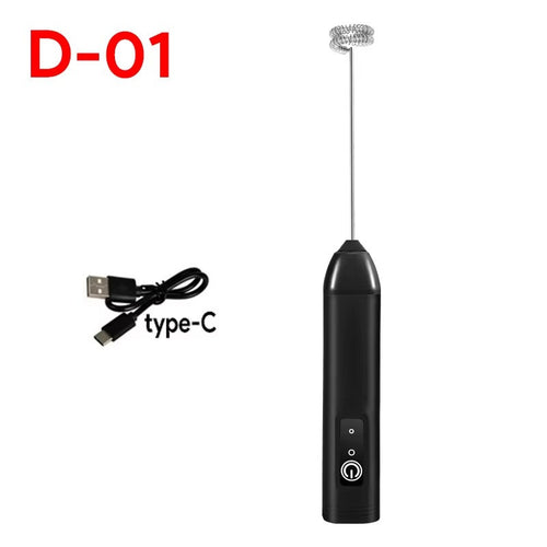 MINI Milk Frother USB Rechargeable 3 Speeds Foam Maker Coffee Whisk Mixer Electric Handle Blender Egg Beater