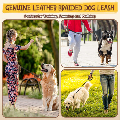 Leather Dog Leash Handcrafted Braided Lead 1.5M Strong Pet Training Walking AU