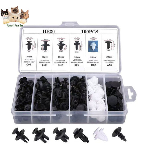 100pcs Car Plastic Clips Scrivet Door Boot Trim Panel Bumper Cover Retainer kit