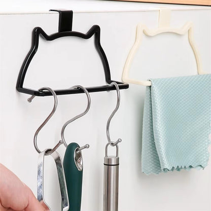 Punch-free Towel Rack Cat-Shaped Door Back Hook  Home Organizer