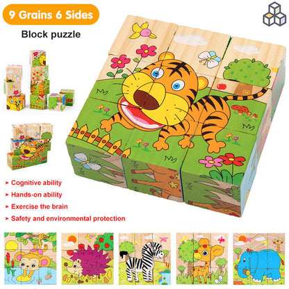 Toddler Puzzles Child 6 Animal Shape Wooden Toys Baby for 1 2 3 Year Old AU