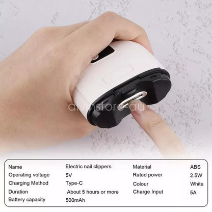 Automatic Electric Finger Nails Clippers With Light Trimmer USB Rechargeable AU