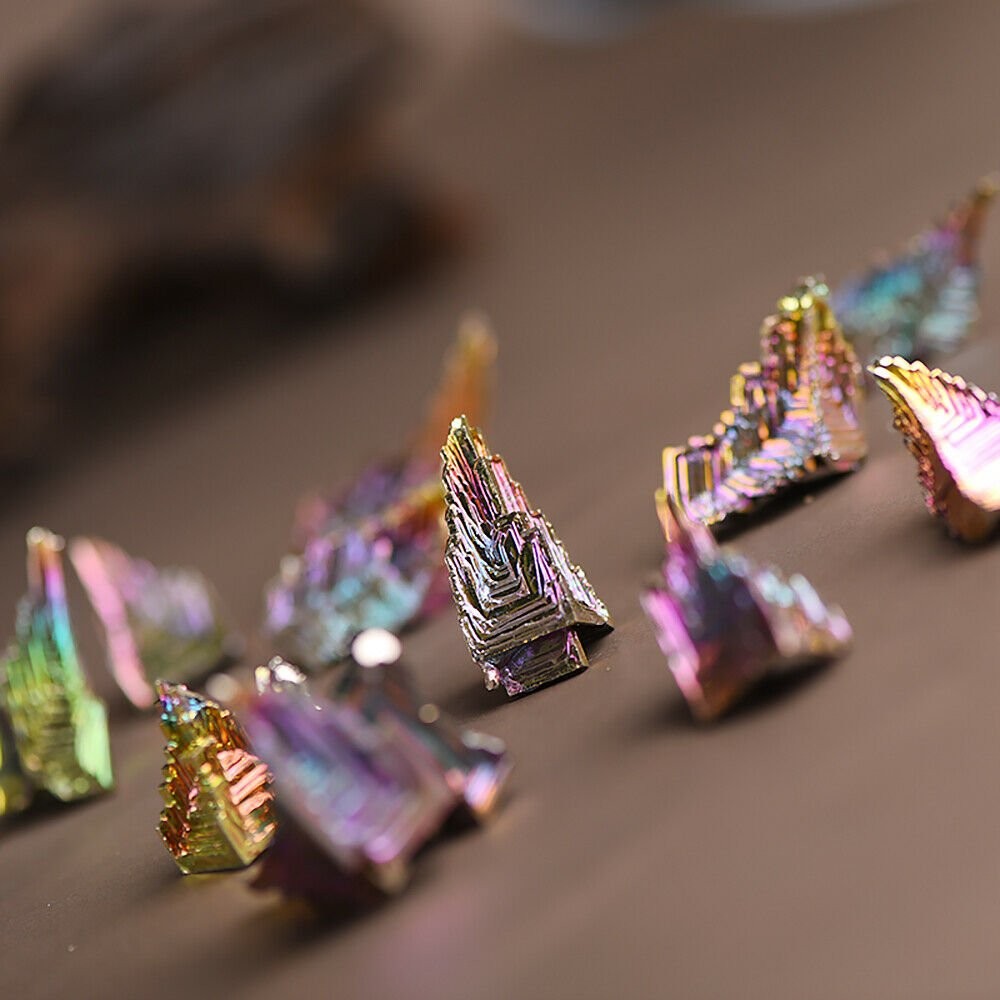 2X Rainbow Titanium Specimen Mineral Bismuth Crystal Quartz Gemstone Decor Gifts
