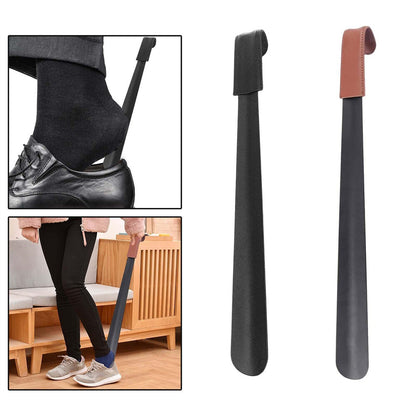 42cm Shoe Horn Long Leather Metal Handle Shoehorn Stainless Steel Lifter Tool