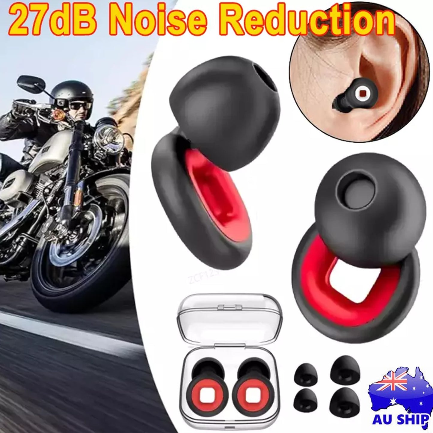 Artevive Moto Earplugs - 27 dB Wind Noise & Ear Ringing Reduction Reusable NEW