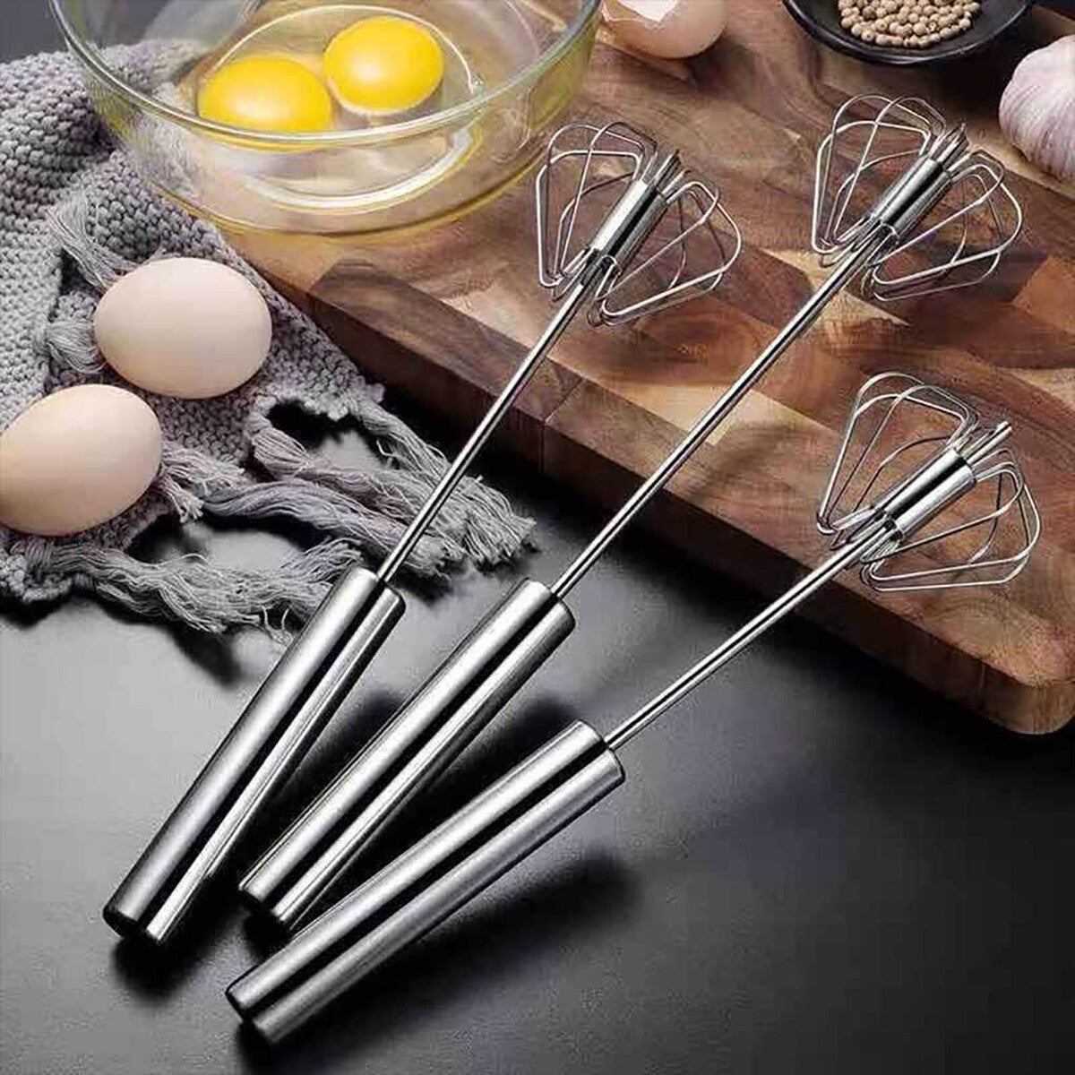 Easy Whisk Semi Automatic Stainless Whisks Hand Push Egg Beater Milk Whip Mixer