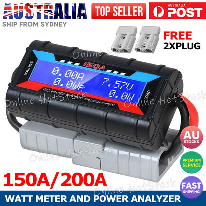 200A Digital LCD Amp Watt Meter Power Analyser Solar Caravan+ Anderson Plug NEW