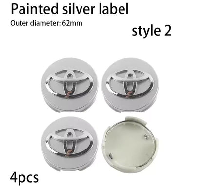Set of 4 Toyota 62mm Silver Centre Wheel Hub Caps Emblem Badge Camry Hilux RAV4