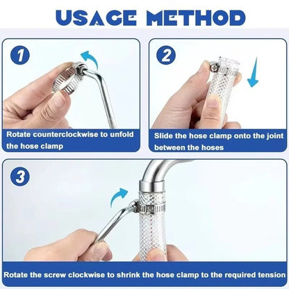 Stainless Steel Hose Clamps Clips Adjustable Range Worm Gear Pipe Clamp Kit
