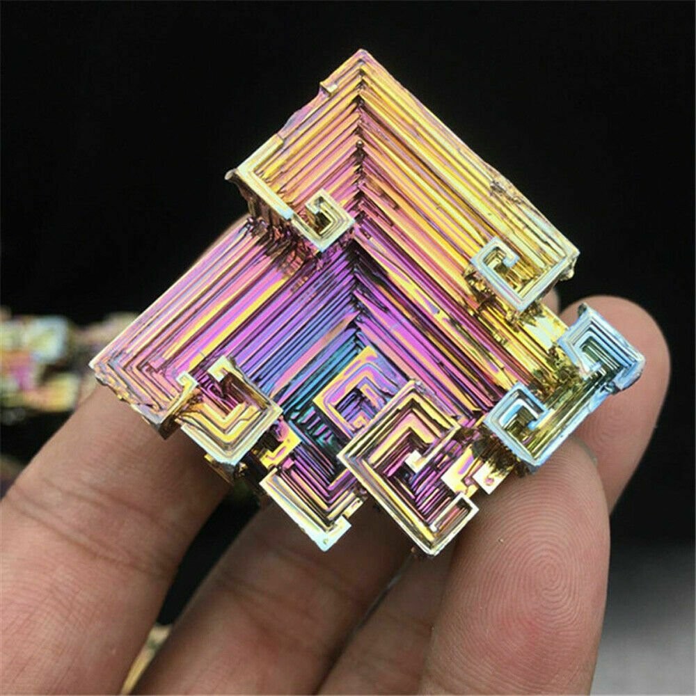 2X Rainbow Titanium Specimen Mineral Bismuth Crystal Quartz Gemstone Decor Gifts