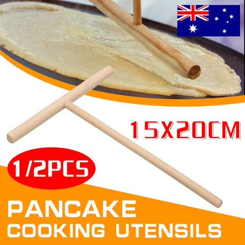 1/2X DIY Kitchen Tool Wood Spreader Stick Rake Crepe Maker Pancake Pita Batter