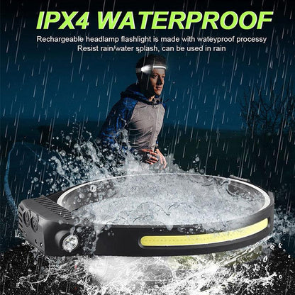 Waterproof COB Headlamp Night Buddy LED Motion Sensor Head Torch Headlight AU
