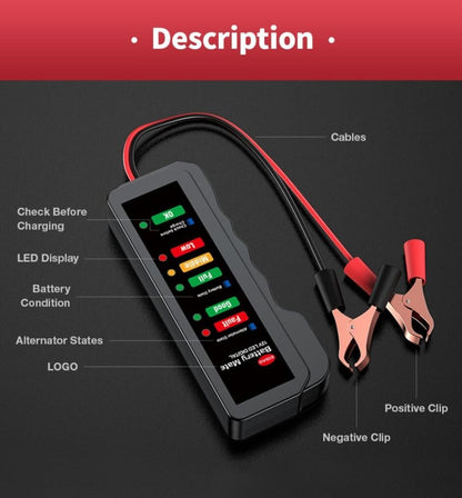 Car Battery Tester 12V Battery Load Tester Automotive Battery Voltage Checker