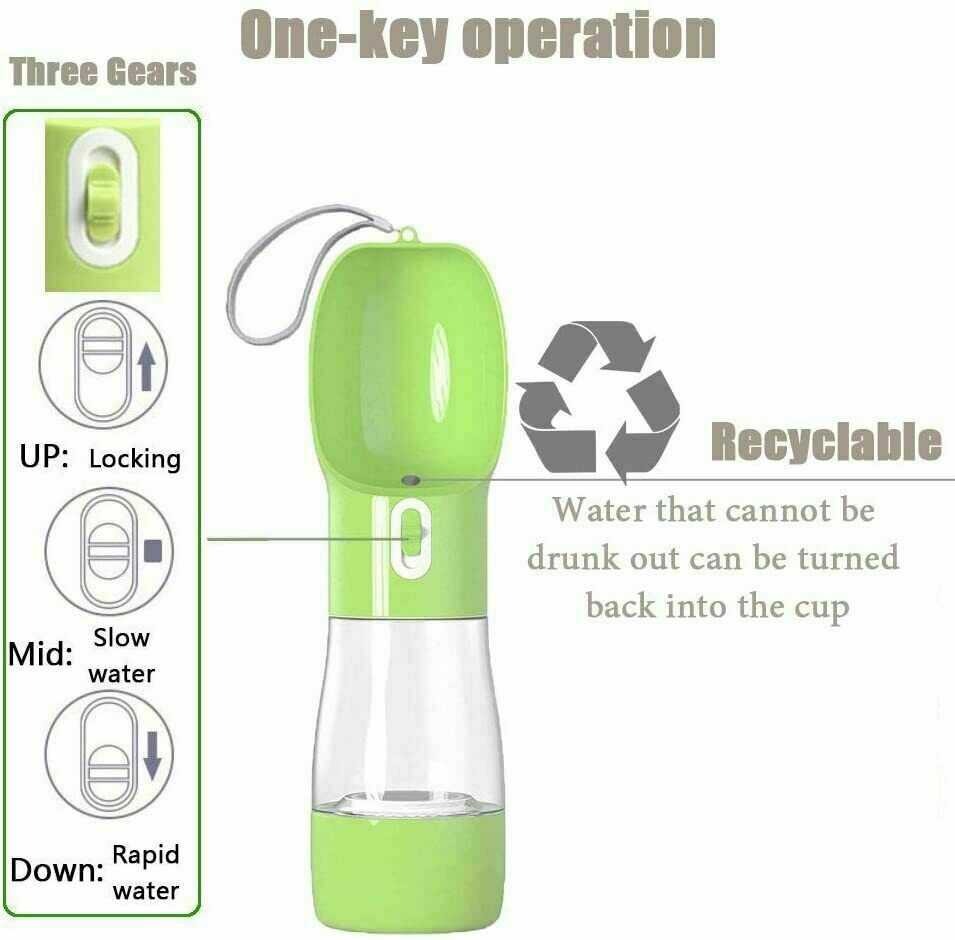 2 in1 Puppy Dog Cat Pet Water Bottle Cup Drinking Travel Outdoor Portable Feeder