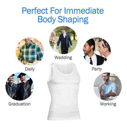 Men' Compression Vest T-Shirt Moobs Slimming Tummy Control Body Shaper Tank Tops