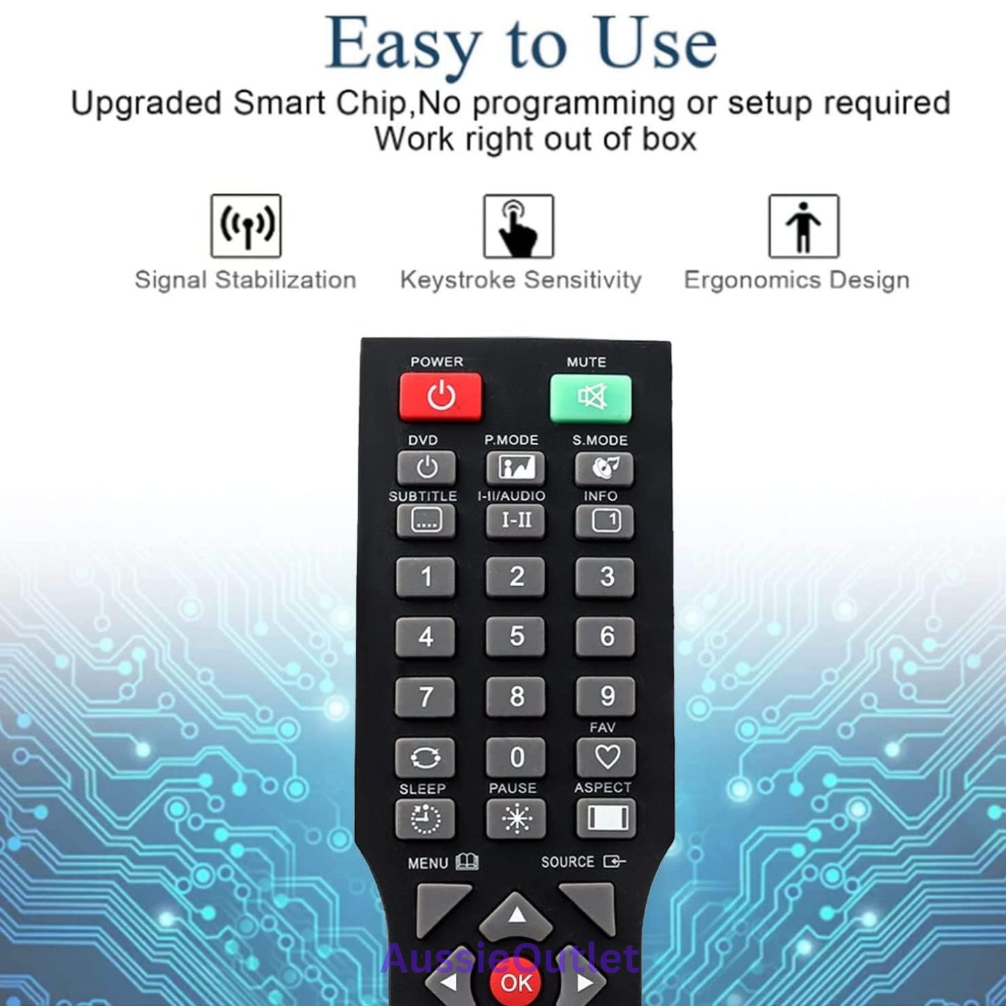 New Remote Control Replacement for SONIQ TV  QT1D  QT155  QT166  QT155S  AUSTOCK
