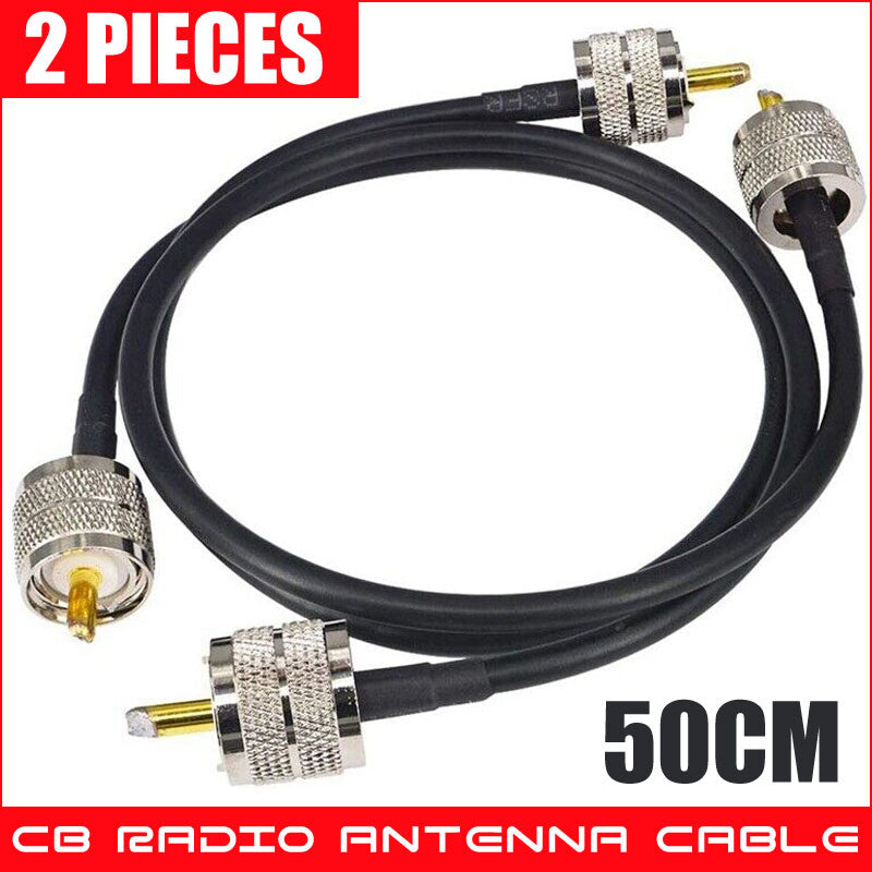 Pack of 2 CB Radio Antenna Cable 50Cm PL259 UHF Male to Male RG58 Coaxial Patch