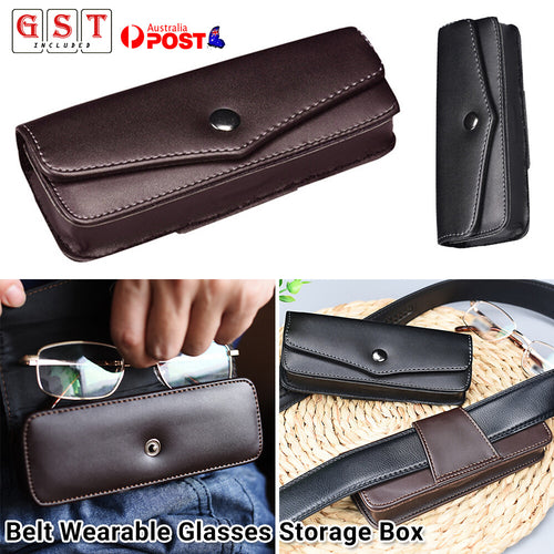PU Leather Reading Glasses Storage Box Belt Wearable Belt Cases Sunglasses Box