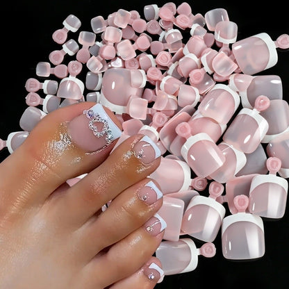 120Pcs Chic French Short Tip Toenail Press on Fake Toe Nails  Nails Art
