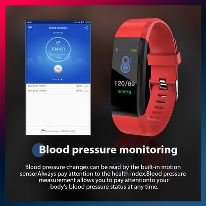 ID115 Plus Smart Fitness Tracker Heart Rate Blood Pressure Sleep Watch Band USB