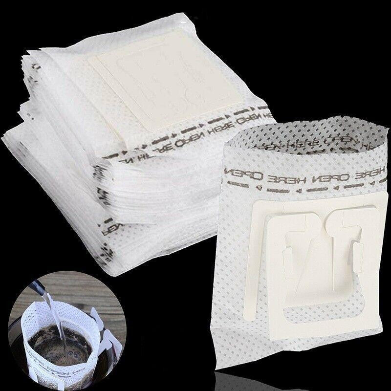 50 x Portable Handing Ear Drip Coffee Filter Paper Bag for Travel Home Office AU