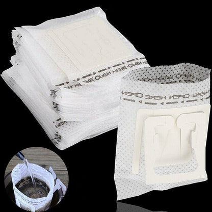 50 x Portable Handing Ear Drip Coffee Filter Paper Bag for Travel Home Office AU