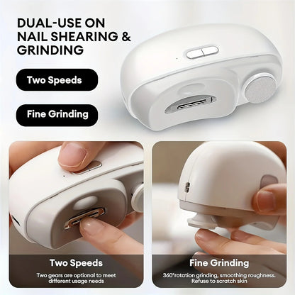 Electric Nail Clippers Automatic LED Light Trimmer Toe Cutter USB Rechargeable