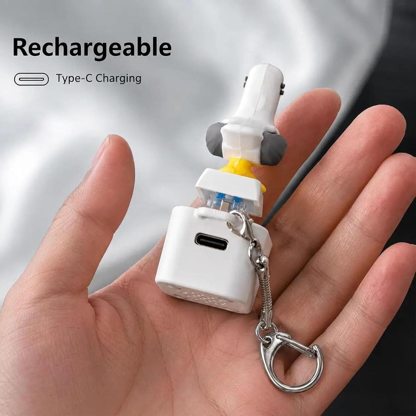 Rechargeable Seagull Mine Keychain Button with Sound Keyboard Clicker Fidget Toy