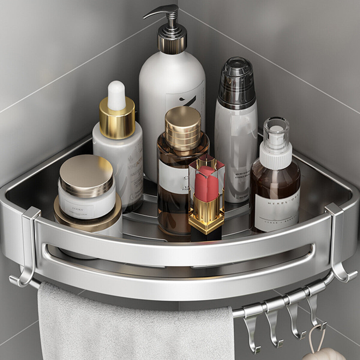 Wall Mounted Triangle Corner Shelf Bathroom Storage Rack for Shower Toiletries