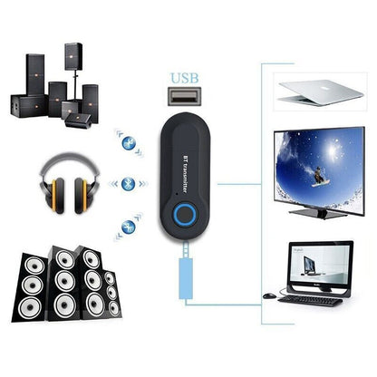 Wireless Bluetooth 5.0 Transmitter Stereo Audio Adapter Sender for TV PC Speaker